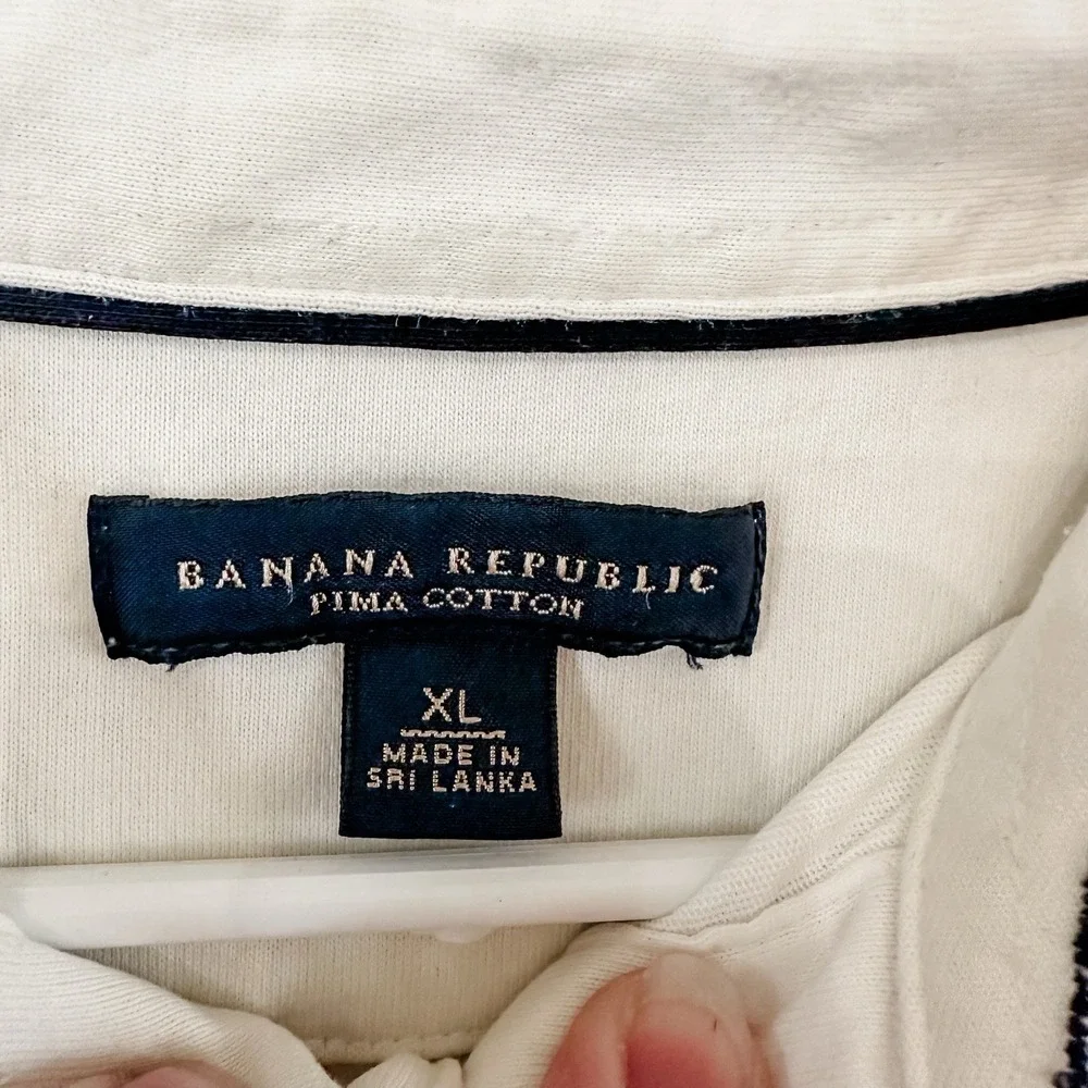 Men's‎ Banana Republic Pima 100% Cotton White Stripe XL